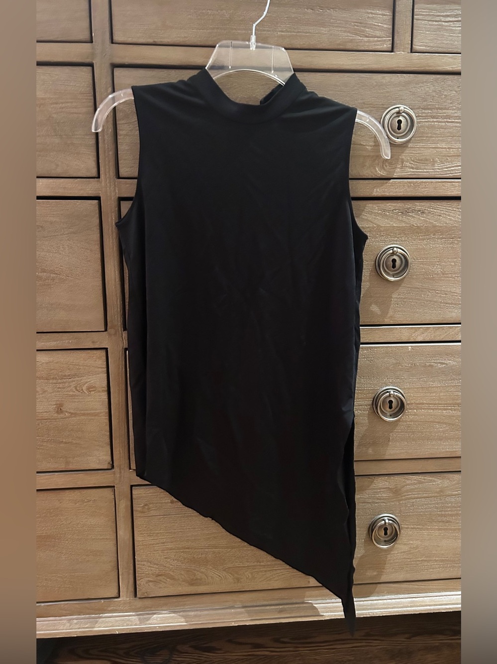 NWT - Massimo Dutti Black Asymmetric Mock Neck Sleeveless Top or Layering